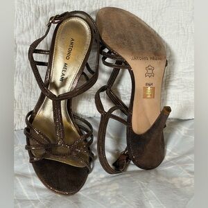 Bronze Metallic Strappy Heels